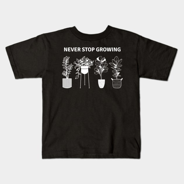 Never Stop Growing Kids T-Shirt by SearayArtCo